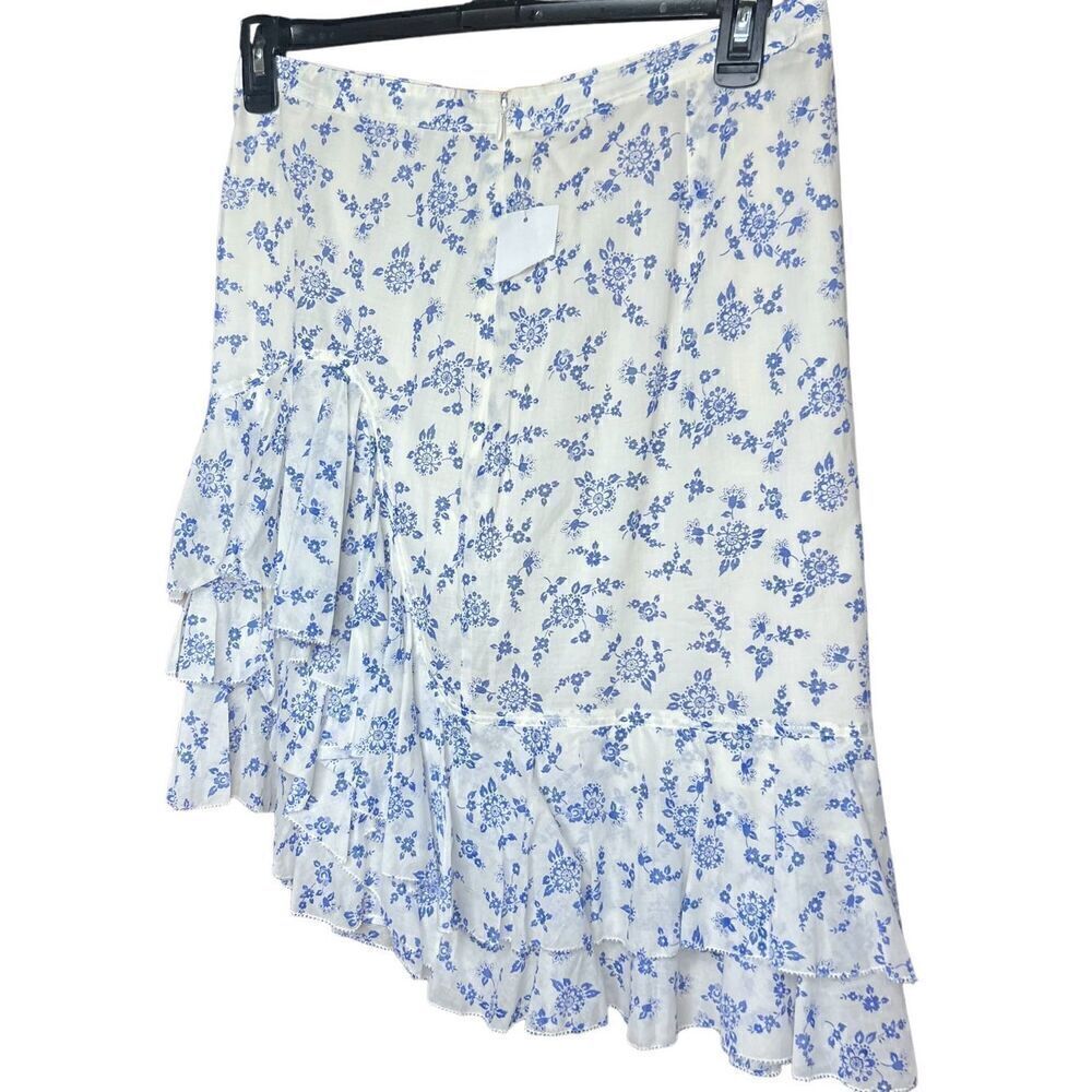 POLO RALPH LAUREN Ruffled Floral Cotton Miniskirt in Blue & White NWT Size 10 - Picture 5 of 9